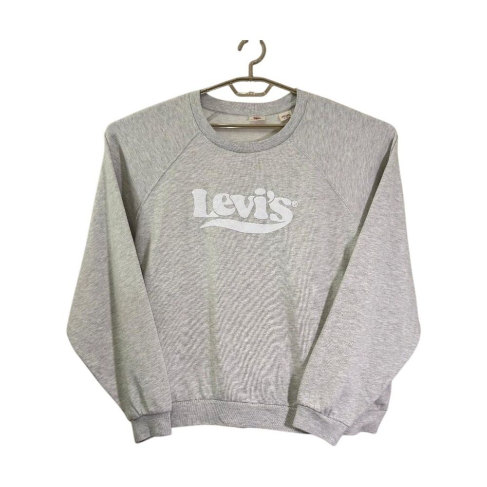 Levi's Logo Heather Raglan Sleeve Graphic Gray Crop Sweatshirt, NWT! Size 3X
